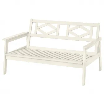 IKEA BONDHOLMEN Canapea 2 locuri exterior, alb/bej, 139x81x73 cm