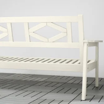 IKEA BONDHOLMEN Canapea 2 locuri exterior, alb/bej, 139x81x73 cm