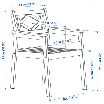 IKEA BONDHOLMEN Masa+4 scaune cu brate, exterior, alb/bej