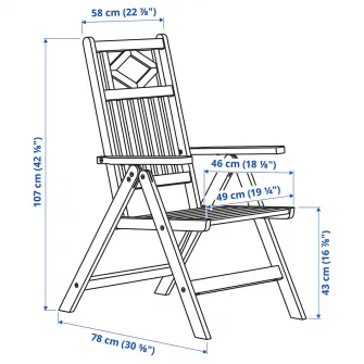 IKEA BONDHOLMEN Masa+4 scaune pliante, exterior, alb/bej