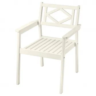 IKEA BONDHOLMEN Scaun cu brate, exterior, alb/bej