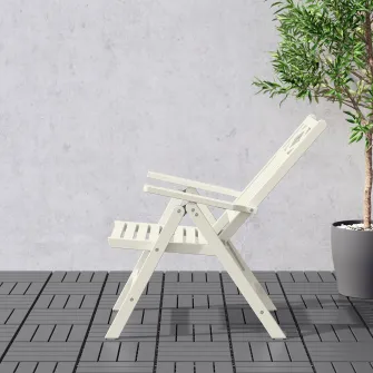 IKEA BONDHOLMEN Scaun reglabil exterior, alb/bej