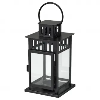 IKEA BORRBY Felinar lumanare bloc, interior/exterior negru, 28 cm