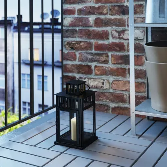 IKEA BORRBY Felinar lumanare bloc, interior/exterior negru, 28 cm