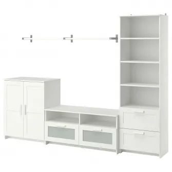 IKEA BRIMNES / BERGSHULT Ansamblu depozitare TV, alb, 258x41x190 cm