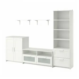 IKEA BRIMNES / BURHULT Ansamblu depozitare TV, alb, 258x41x190 cm