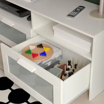 IKEA BRIMNES / BURHULT Ansamblu depozitare TV, alb, 338x41x190 cm