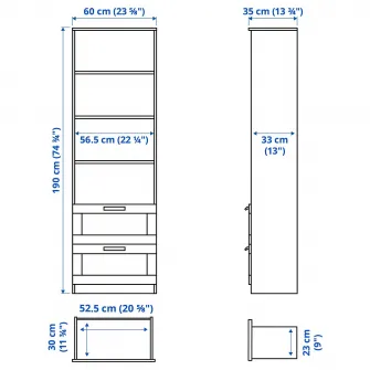 IKEA BRIMNES Biblioteca, alb, 60x190 cm