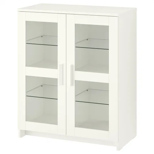 IKEA BRIMNES Corp cu usi, sticla/alb, 78x95 cm
