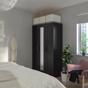IKEA BRIMNES Dulap cu 3 usi, negru, 117x190 cm