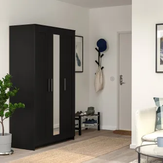 IKEA BRIMNES Dulap cu 3 usi, negru, 117x190 cm