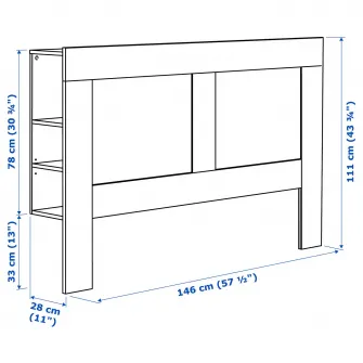 IKEA BRIMNES Tablie cu spatiu depozitare, alb, 140 cm