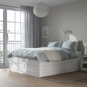 IKEA BRIMNES Cadru pat cu depozitare, alb, 180x200 cm