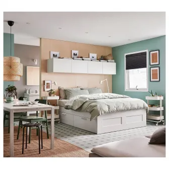 IKEA BRIMNES Cadru pat cu depozitare, alb, 180x200 cm