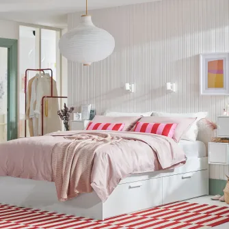 IKEA BRIMNES Cadru pat cu depozitare, alb, 180x200 cm
