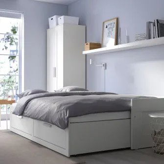 IKEA BRIMNES Divan 2sertare/2saltele, alb/Ågotnes ferma, 80x200 cm