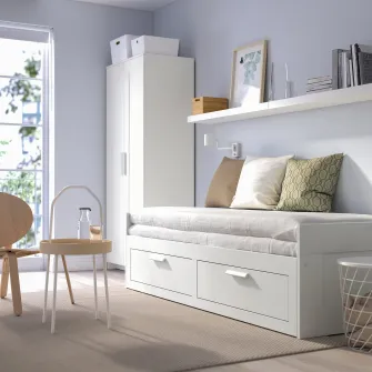 IKEA BRIMNES Divan 2sertare/2saltele, alb/Ågotnes ferma, 80x200 cm