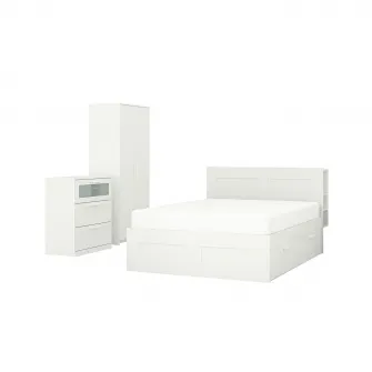 IKEA BRIMNES Mobilier dormitor, set 3 piese, alb, 140x200 cm