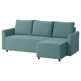 IKEA BRISSUND Canapea extensibila 3locuri+sezlong, Hakebo turcoaz deschis