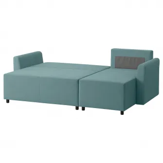 IKEA BRISSUND Canapea extensibila 3locuri+sezlong, Hakebo turcoaz deschis