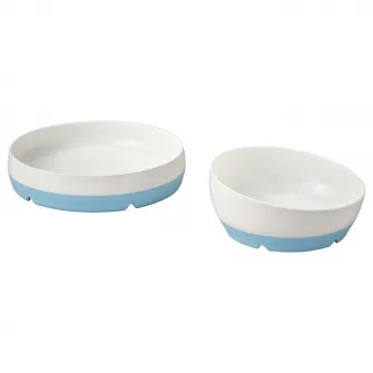 IKEA BÖRJA Farfurie/bol, alb/albastru