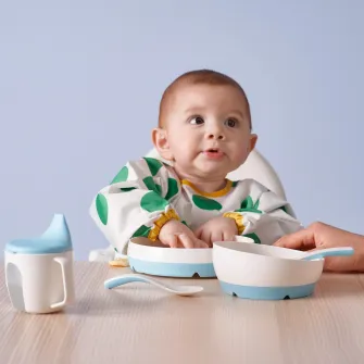 IKEA BÖRJA Lingura bebe, alb/albastru