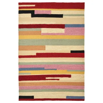 IKEA BRÖNDEN Covor, fir scurt, lucrat manual multicolor/rosu, 133x195 cm