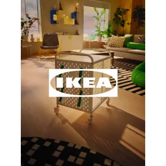 IKEA BRÄNNBOLL Etajera cu rotile, alb, 56x62 cm