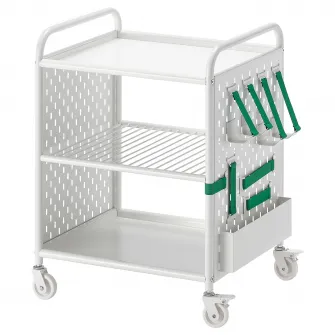 IKEA BRÄNNBOLL Etajera cu rotile, alb, 56x62 cm