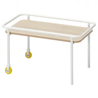 IKEA BRÄNNBOLL Masuta cafea cu rotile, aspect frasin/alb, 69x39 cm