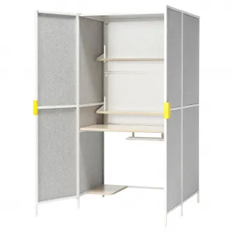 IKEA BRÄNNBOLL Statie de gaming, gri/alb, 100x72x180 cm