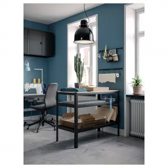IKEA BROR Masa lucru, negru/placaj pin, 110x55 cm
