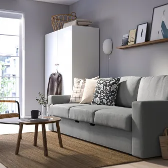IKEA BÅRSLÖV Canapea extensibila 3 locuri, Tibbleby bej/gri