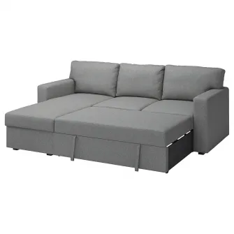 IKEA BÅRSLÖV Canapea extensibila 3locuri+sezlong, Tibbleby bej/gri