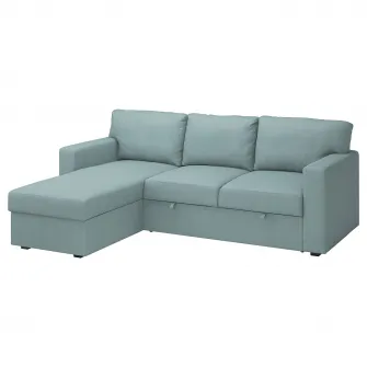 IKEA BÅRSLÖV Canapea extensibila 3locuri+sezlong, Tibbleby gri-turcoaz deschis