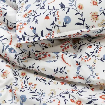 IKEA BRUDKRUSBÄR Husa pilota+2 fete perna, alb multicolor/model floral, 200x200/50x60 cm