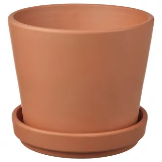 IKEA BRUNBÄR Ghiveci cu farfurie, exterior teracota, 12 cm