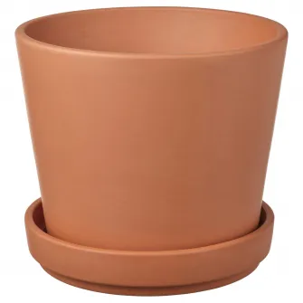 IKEA BRUNBÄR Ghiveci cu farfurie, exterior teracota, 15 cm