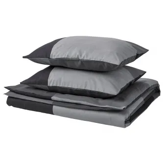 IKEA BRUNKRISSLA Husa pilota+2 fete perna, negru, 200x200/50x60 cm