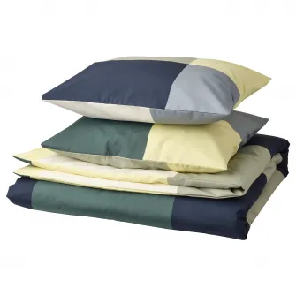 IKEA BRUNKRISSLA Husa pilota+2 fete perna, verde/multicolor, 200x200/50x60 cm