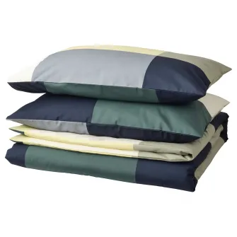 IKEA BRUNKRISSLA Husa pilota+2 fete perna, verde/multicolor, 240x220/50x80 cm