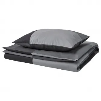 IKEA BRUNKRISSLA Husa pilota+fata perna, negru, 150x200/50x60 cm