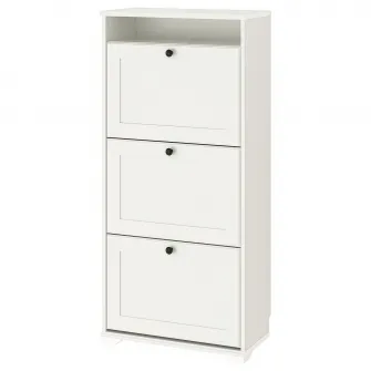 IKEA BRUSALI Dulap pantofi 3 compartimente, alb, 61x30x130 cm