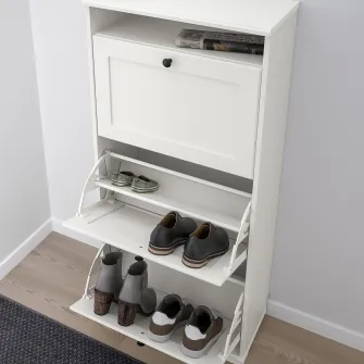 IKEA BRUSALI Dulap pantofi 3 compartimente, alb, 61x30x130 cm