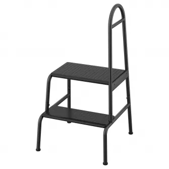 IKEA BÄSINGEN Taburet cu bara de mana, 2 trepte, antracit