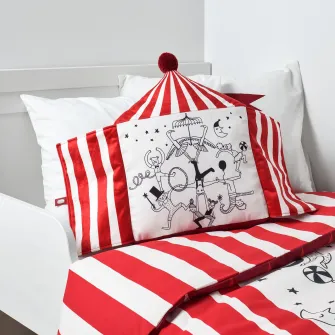 IKEA BUSENKEL Perna, forma cort circ rosu/alb, 48x37 cm