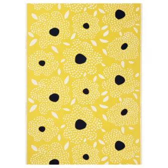 IKEA BUSKOPUNTIA Metraj pre-taiat, galben negru/alb/buline, 150x300 cm