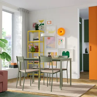 IKEA BUSLÄTT Scaun, gri-verde/pin
