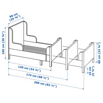 IKEA BUSUNGE Pat extensibil, alb, 80x200 cm