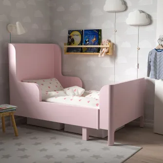 IKEA BUSUNGE Pat extensibil, roz deschis, 80x200 cm